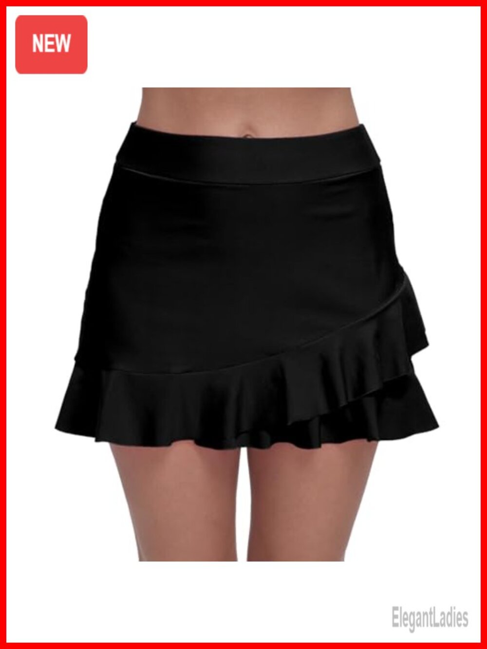 High Waisted Ruffle Swim Skirt with Hipster Tummy Control